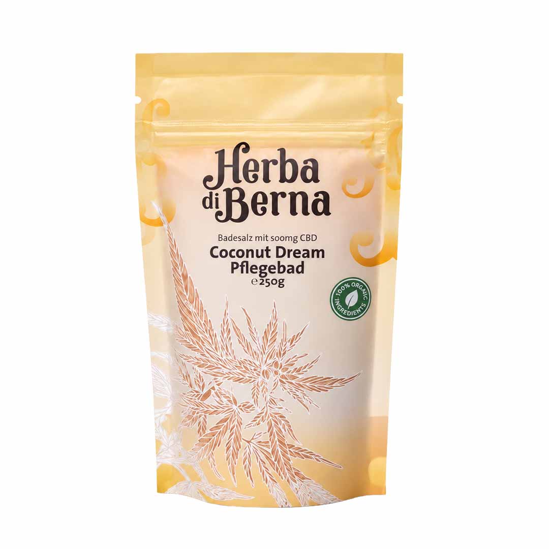 Sali da bagno al CBD “Coconut” di Herba di Berna con 500 mg di CBD, 250 g