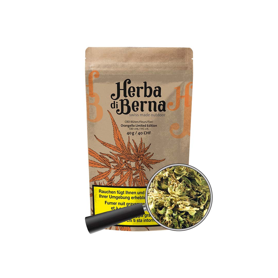 Orangello Outdoor CBD Blüten kaufen – Grosse Buds mit Orangenaroma aus biologischem Anbau