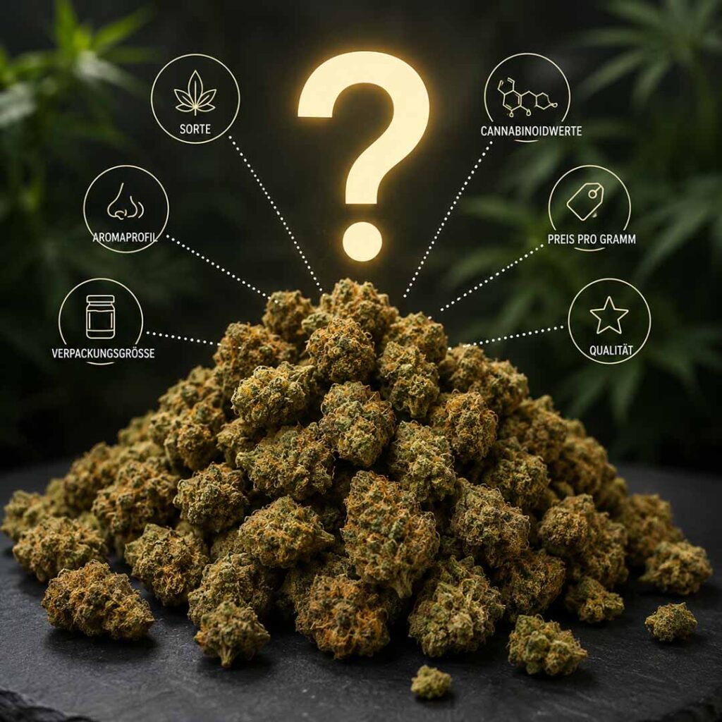 CBD Mini-Buds lichtgeschützt und luftdicht im Braunglas lagern