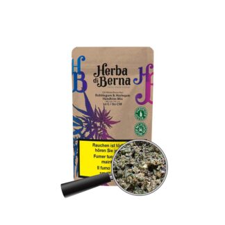 Nahaufnahme der harzigen Trichome im Bubblegum Harlequin CBD Verschnitt