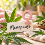 Eine entspannte Frau in der Menopause, die sich über die Wirkung und Erfahrungen von CBD in den Wechseljahren in der Schweiz informiert.