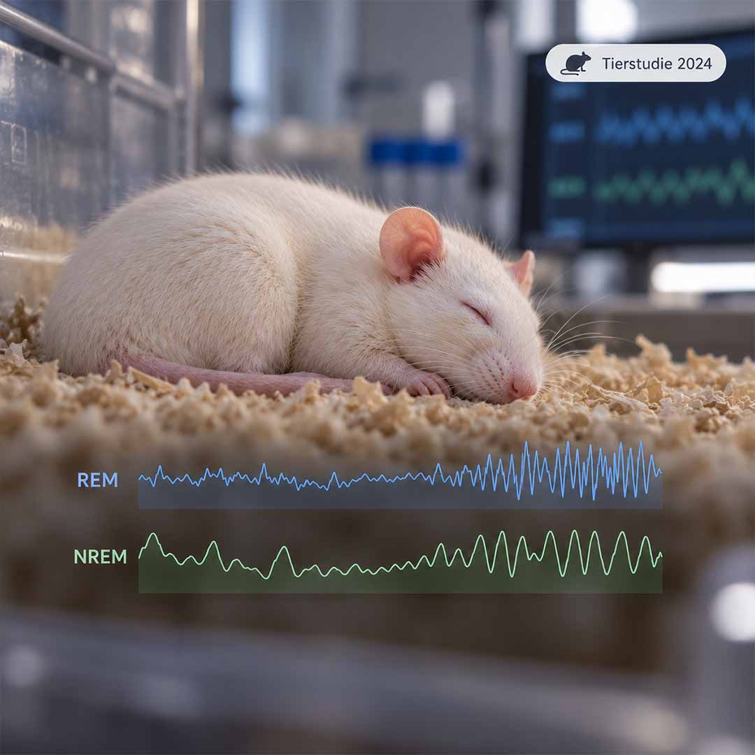 A sleeping laboratory rat, used as an illustration for the 2024 CBN animal study, showing REM and NREM sleep phases