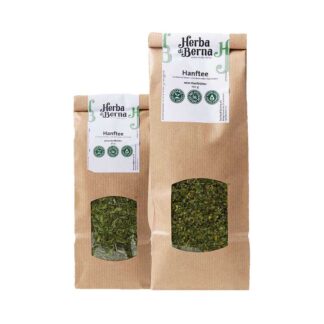 Thé au chanvre bio à base de feuilles de chanvre cultivées en plein air, conditionné par Herba di Berna