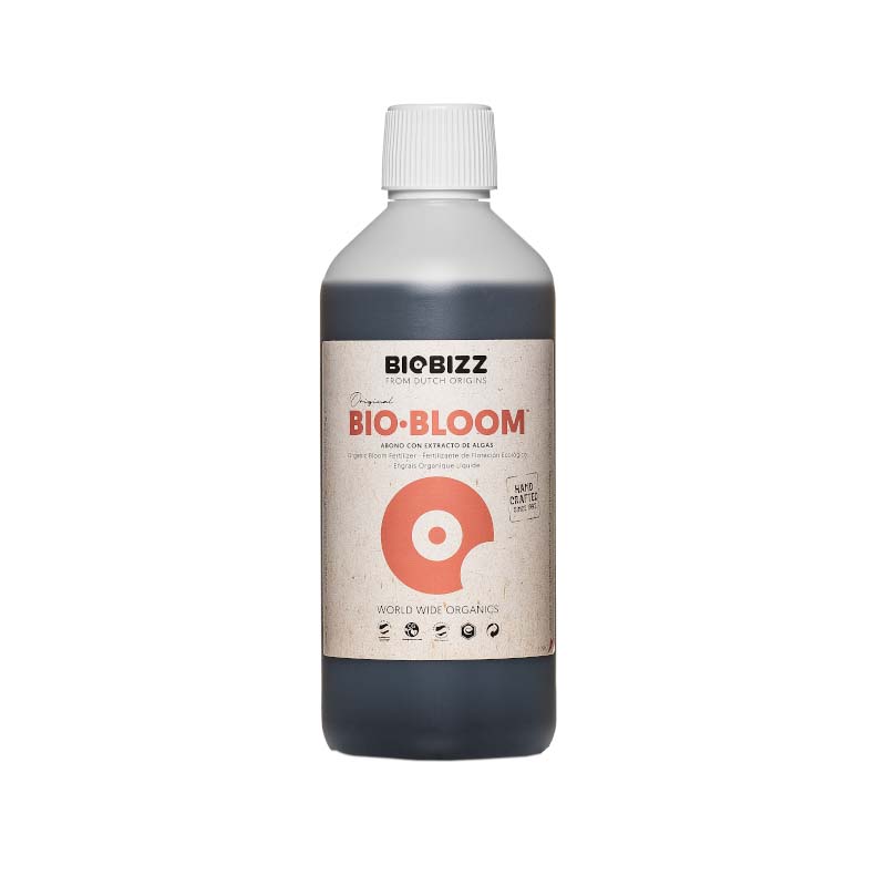 Biobizz Bio-Bloom 250ml Flasche. Der ideale Blütendünger für prächtige und aromatische CBD Blüten beim organischen Anbau im Freien. Bildtitel: Biobizz Bio-Bloom – Biologischer Blütendünger