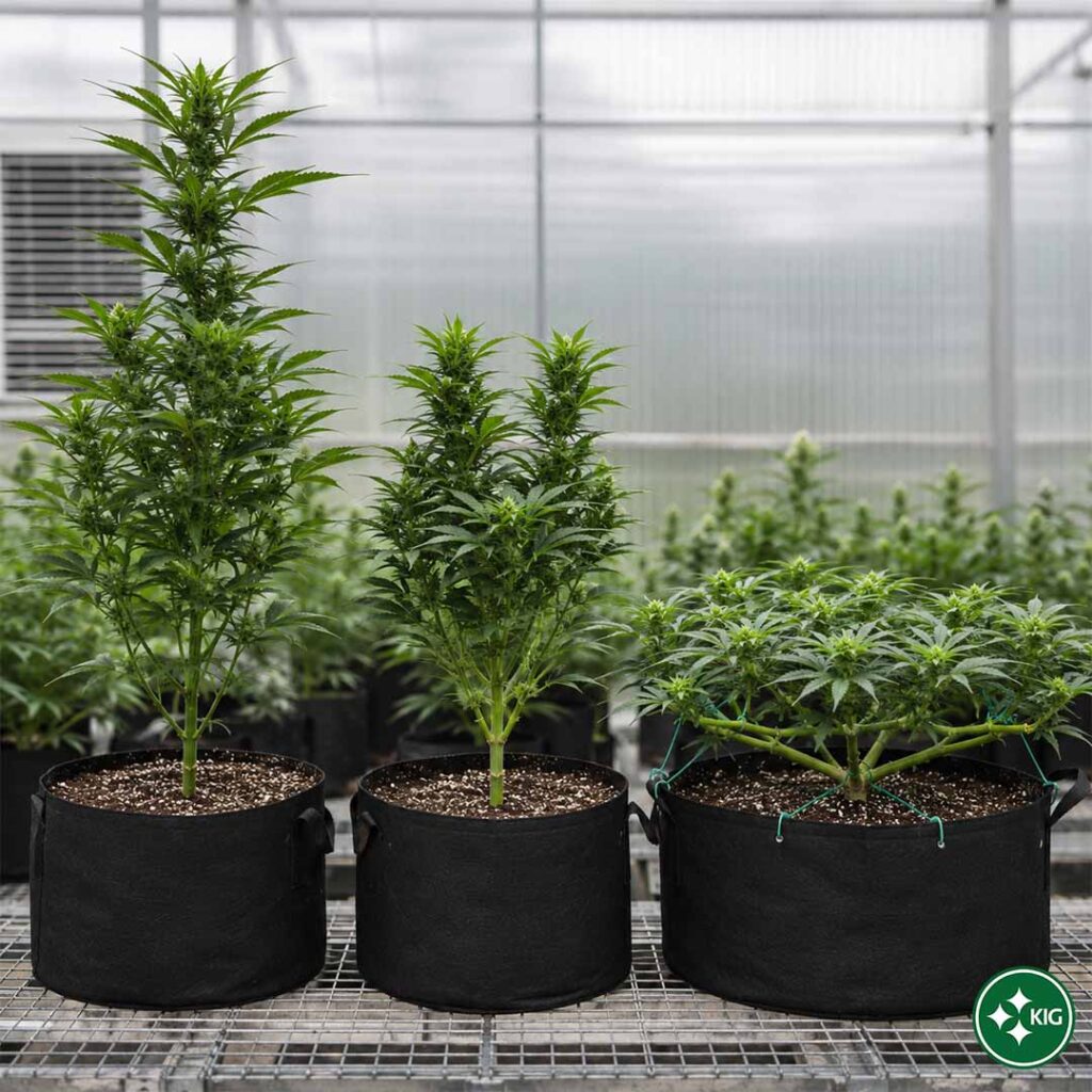 Robuste piante di canapa in Svizzera, sullo sfondo di un panorama montano, come simbolo dell'aumento della resa della cannabis, di una crescita sana e della coltivazione del CBD.