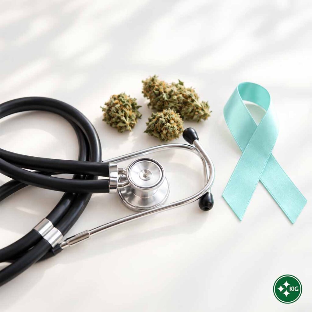 Anatomiemodell im medizinischen Umfeld als Symbolbild für Cannabis und Krebsforschung von Herba di Berna
