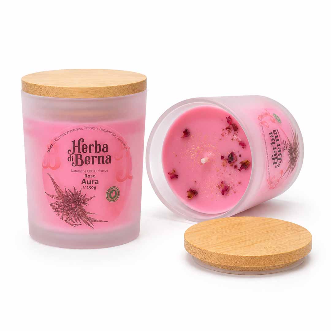 Candela profumata alla cannabis a base di ingredienti naturali e aromi di canapa