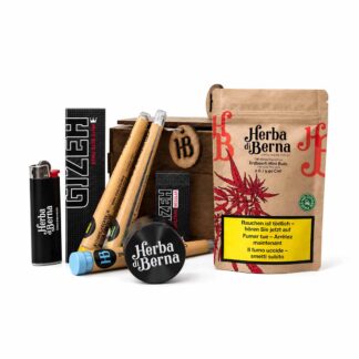 CBD Geschenkset Smoker Box von Herba di Berna mit Pre-Rolls, Mini-Buds und Zubehör