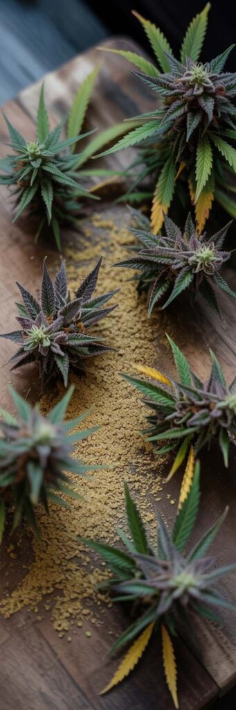 Verschiedene Cannabidiol haltiges Haschisch Sorten mit unterschiedlicher Konsistenz und Farbe
