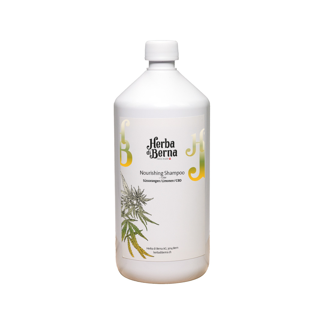 Shampoo naturale con olio di CBD per la cura dei capelli di Herba di Berna, dalla Svizzera