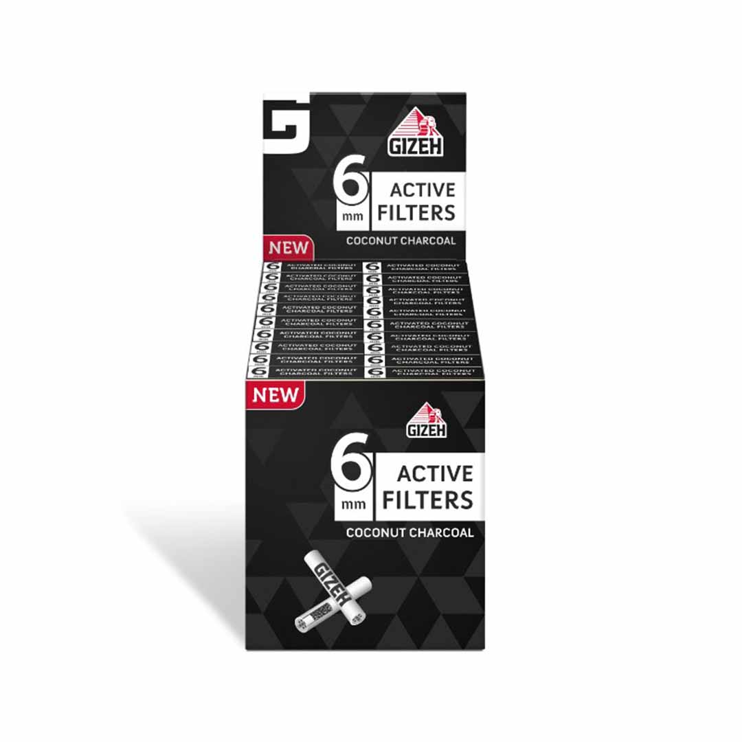 Filtres GIZEH Black Active, lot de 200 pièces Boîte de stockage de filtres GIZEH Black Active contenant 200 filtres