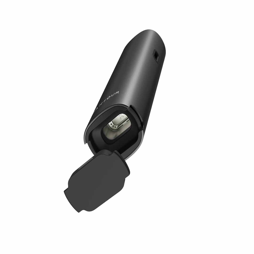 PAX FOUR Onyx Vaporizer auf weissem Hintergrund, kompakter CBD Vape für trockene Kräuter in der Schweiz