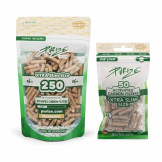 Filtres à charbon actif PURIZE Xtra Slim Organic, en paquets de 50 et 250, en Suisse, via Versant