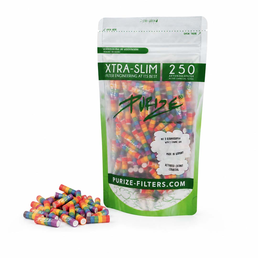 PURIZE Xtra Slim Rainbow, confezione da 250 pezzi in bustina richiudibile