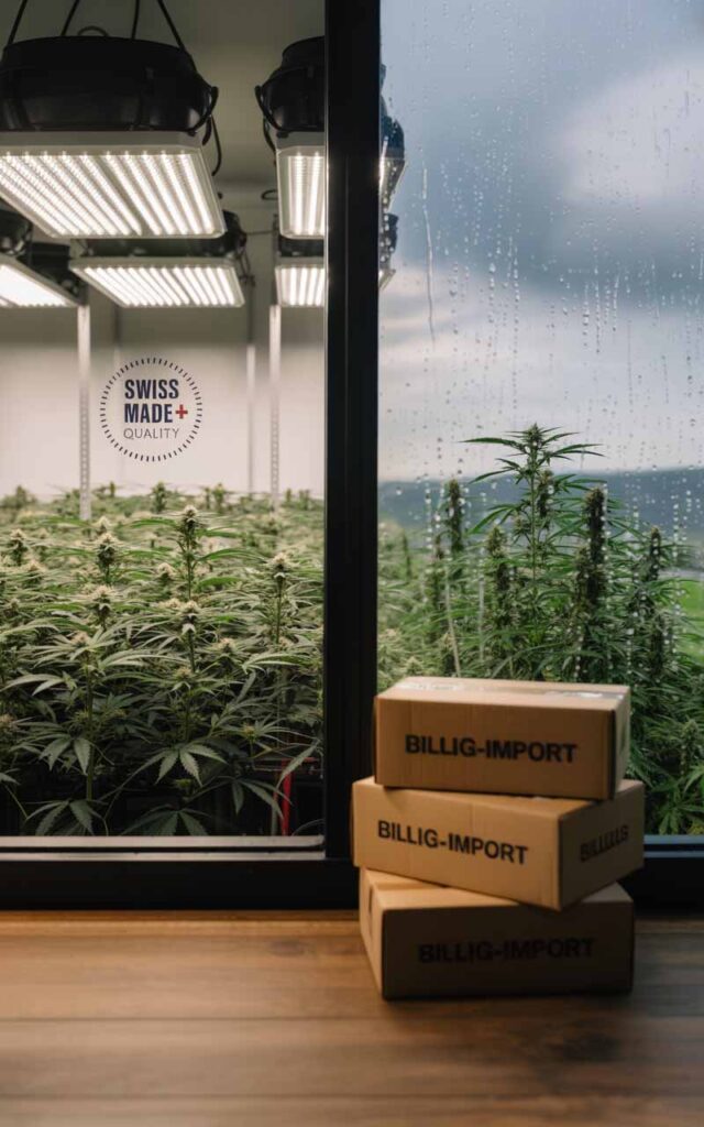 ergleich: Sichere Schweizer Indoor-Produktion gegenüber Ernteausfällen durch Wetter und Billig-Importen