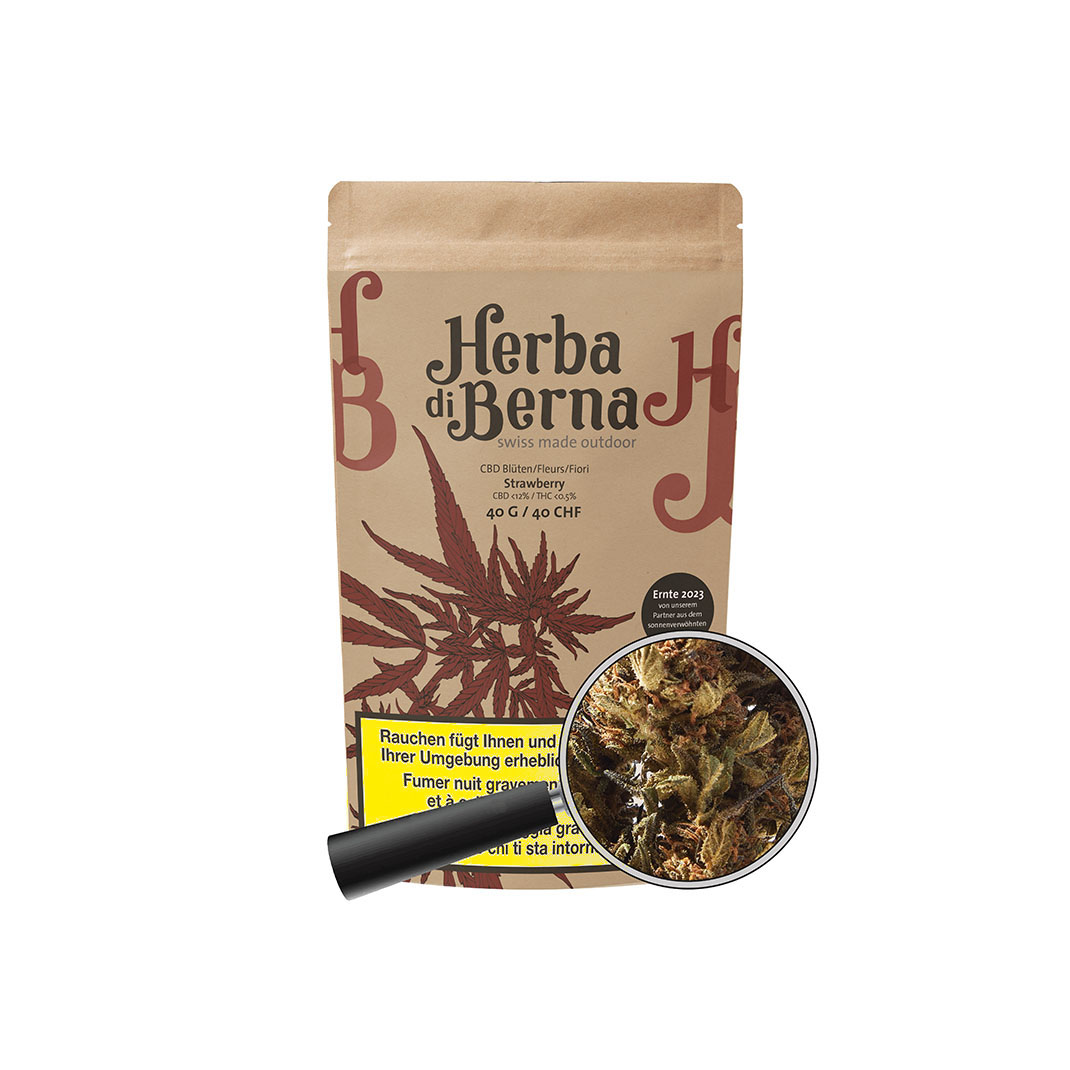 Strawberry Outdoor CBD Blüten kaufen – Fruchtig-süsses Aroma, Schweizer Outdoor-CBD aus dem Tessin