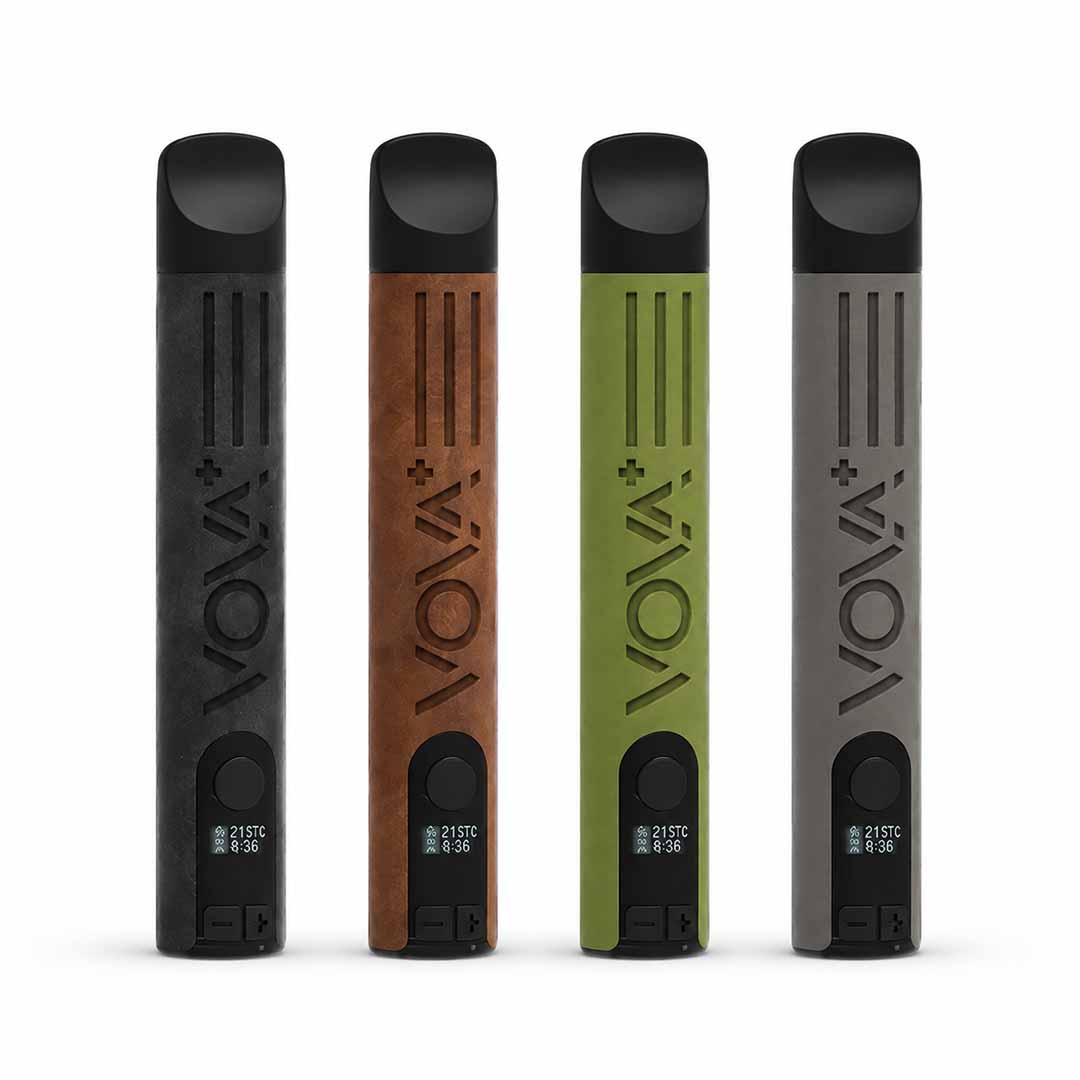 Vaporisateur VOVA Plus pour herbes sèches, disponible en noir, marron, vert et gris