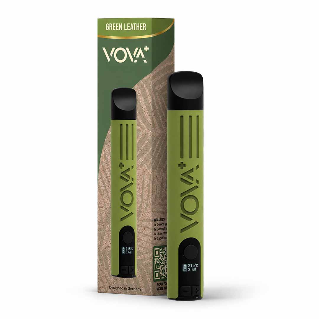 Vaporisateur d'herbes VOVA Plus Green Leather, dans son emballage d'origine